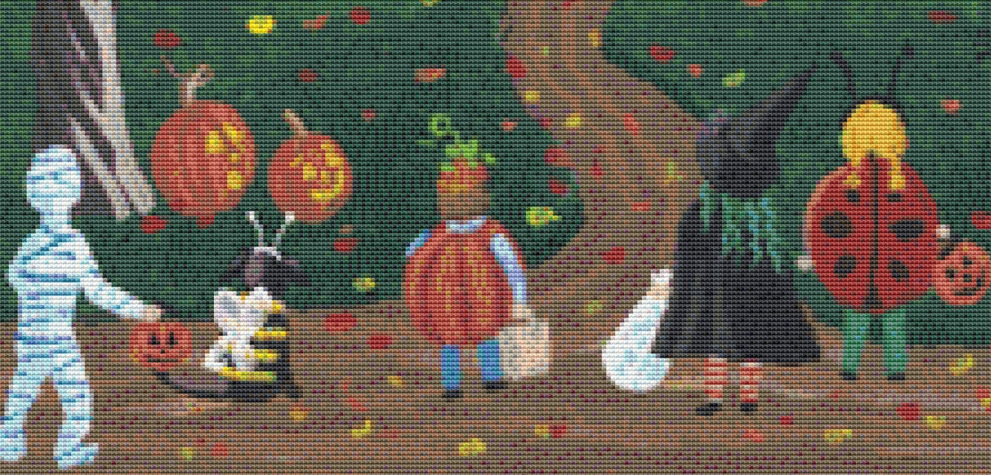 Who Goes First cross stitch pattern by Kim Leo licensed by JMS Art Licensing
