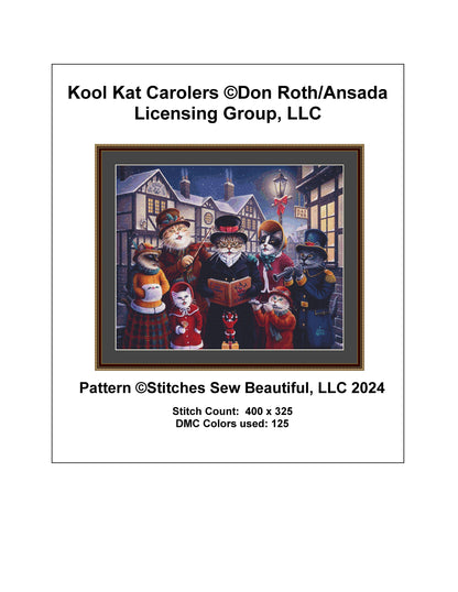Kool Kat Carolers cross stitch pattern by Don Roth/Ansada Art Licensing Group, LLC