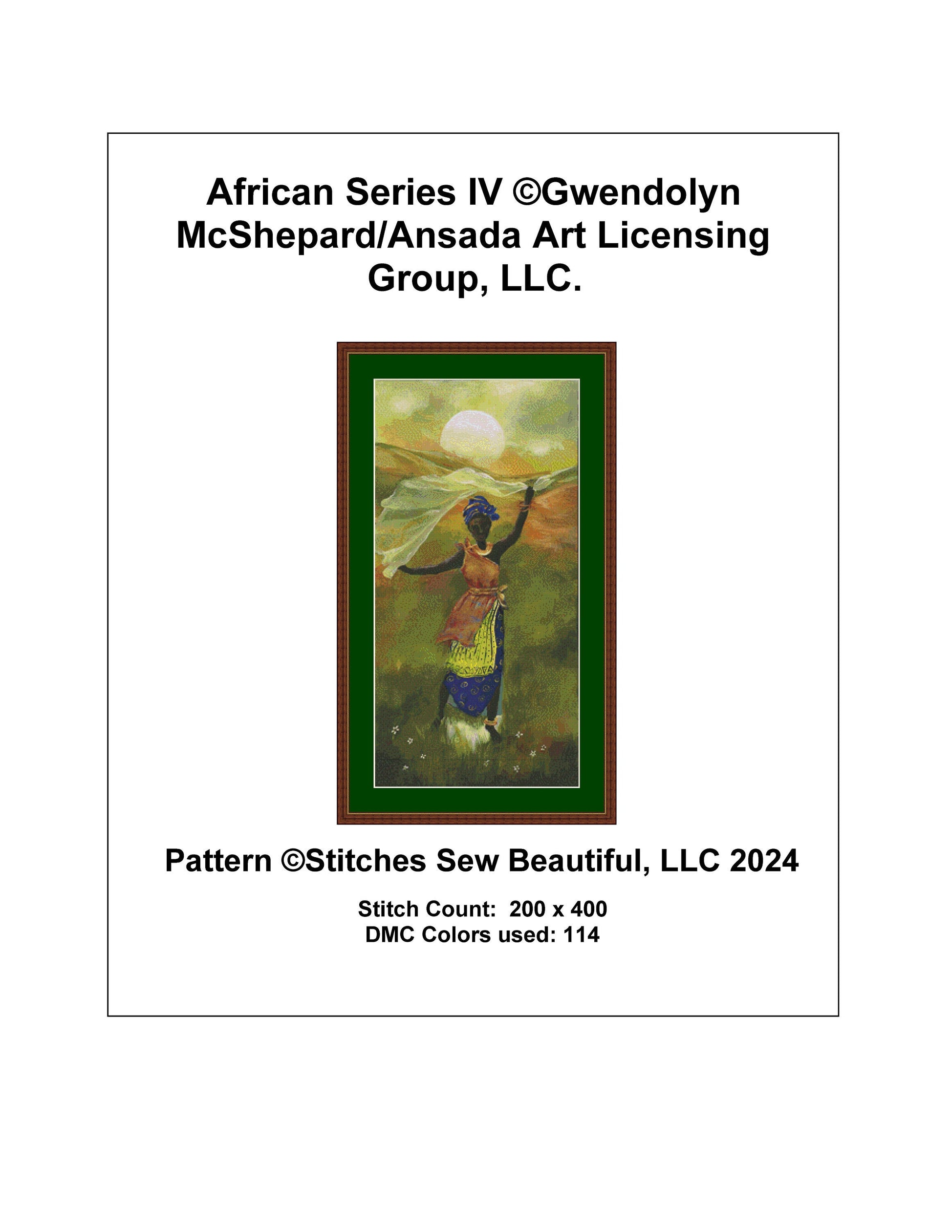 African Series IV cross stitch pattern by Gwendolyn McShepard/Ansada Art Licensing Group, LLC.