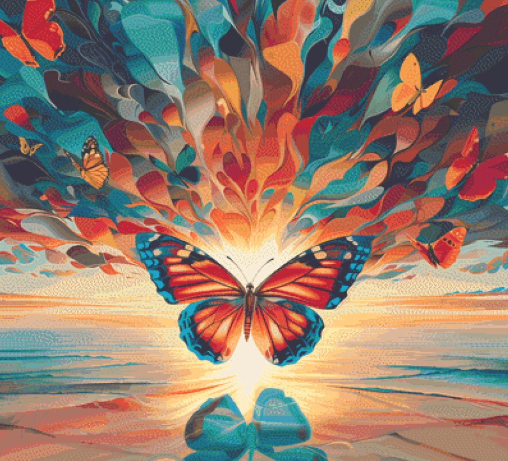 Butterfly Dreams-Surreal Symphony cross stitch pattern by The Art Revivalist