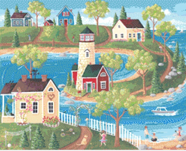 Horseshoe Cove (Small) cross stitch pattern by Kim Leo licensed by JMS Art Licensing