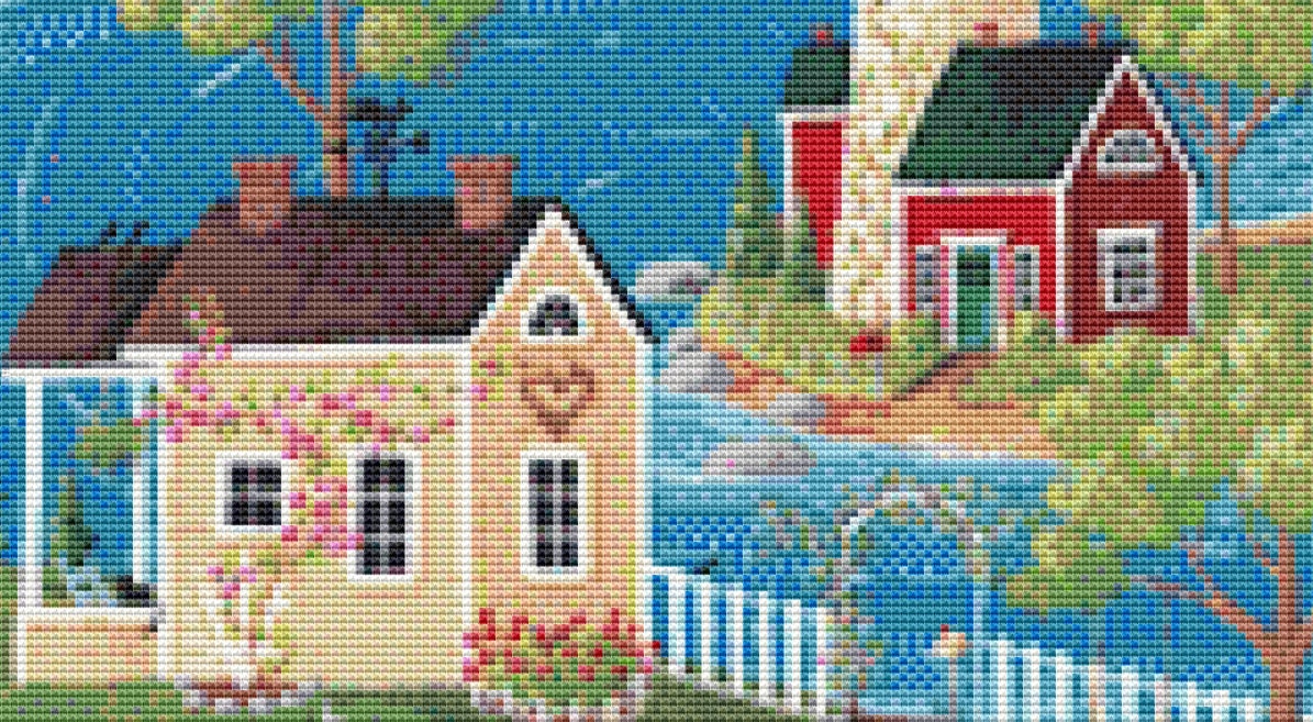 Horseshoe Cove (Small) cross stitch pattern by Kim Leo licensed by JMS Art Licensing