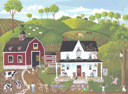Summer at the Farm (Max Colors) cross stitch pattern by Kim Leo licensed by JMS Art Licensing