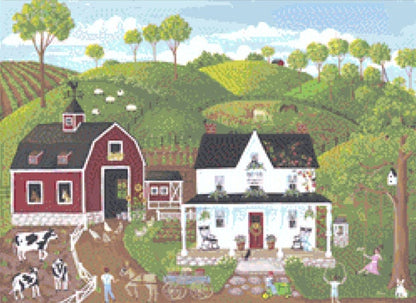 Summer at the Farm (Small) cross stitch pattern by Kim Leo licensed by JMS Art Licensing
