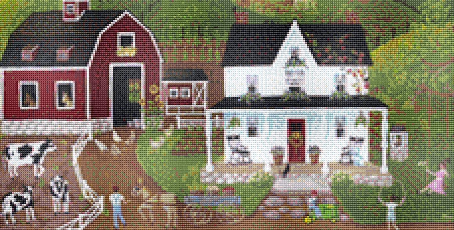 Summer at the Farm (Small) cross stitch pattern by Kim Leo licensed by JMS Art Licensing
