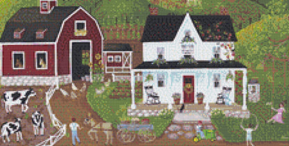 Summer at the Farm (Small) cross stitch pattern by Kim Leo licensed by JMS Art Licensing