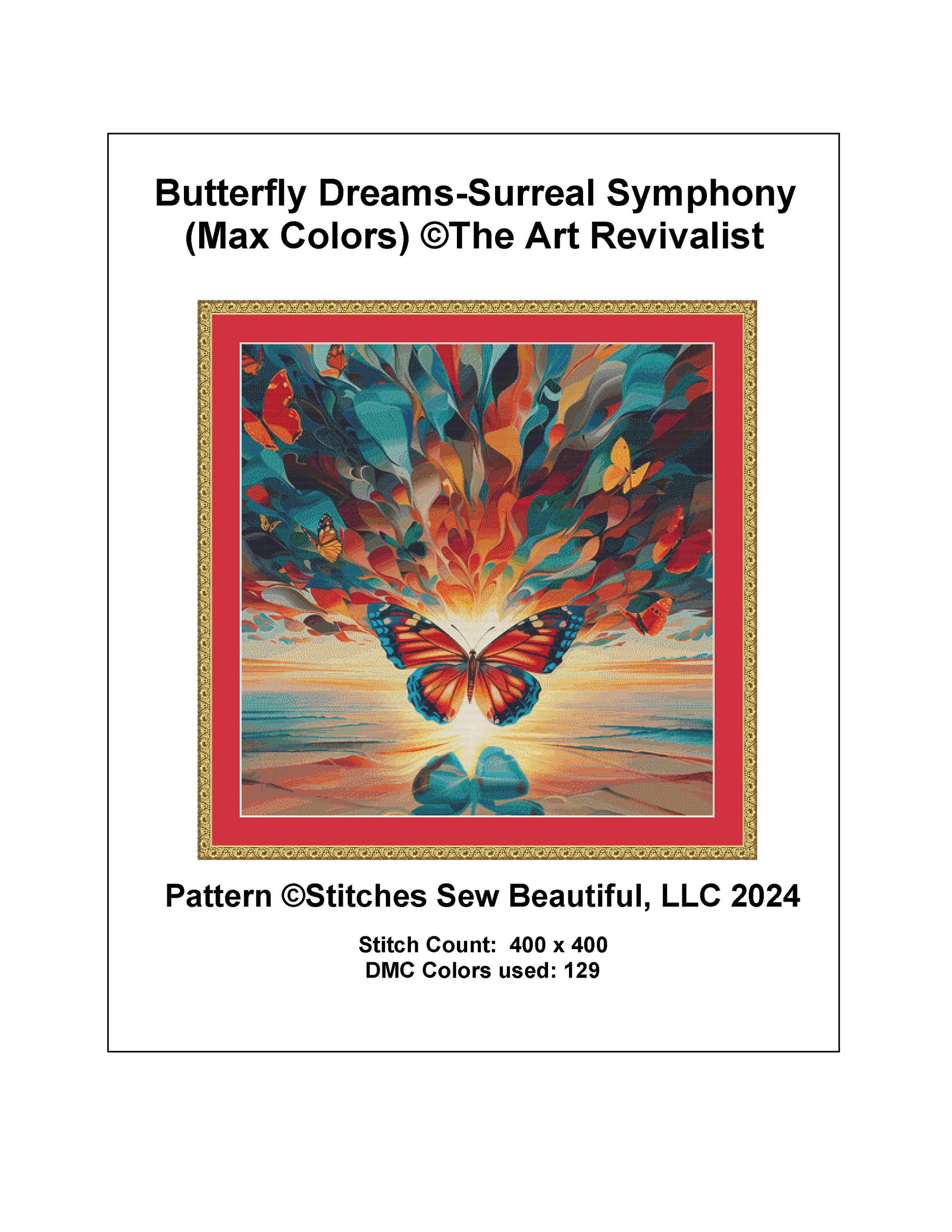 Butterfly Dreams-Surreal Symphony (Max Colors) cross stitch pattern by The Art Revivalist