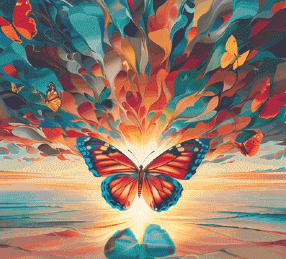 Butterfly Dreams-Surreal Symphony (Max Colors) cross stitch pattern by The Art Revivalist