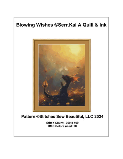 Blowing Wishes cross stitch pattern by Serr.Kai A Quill & Ink (Digital Format)