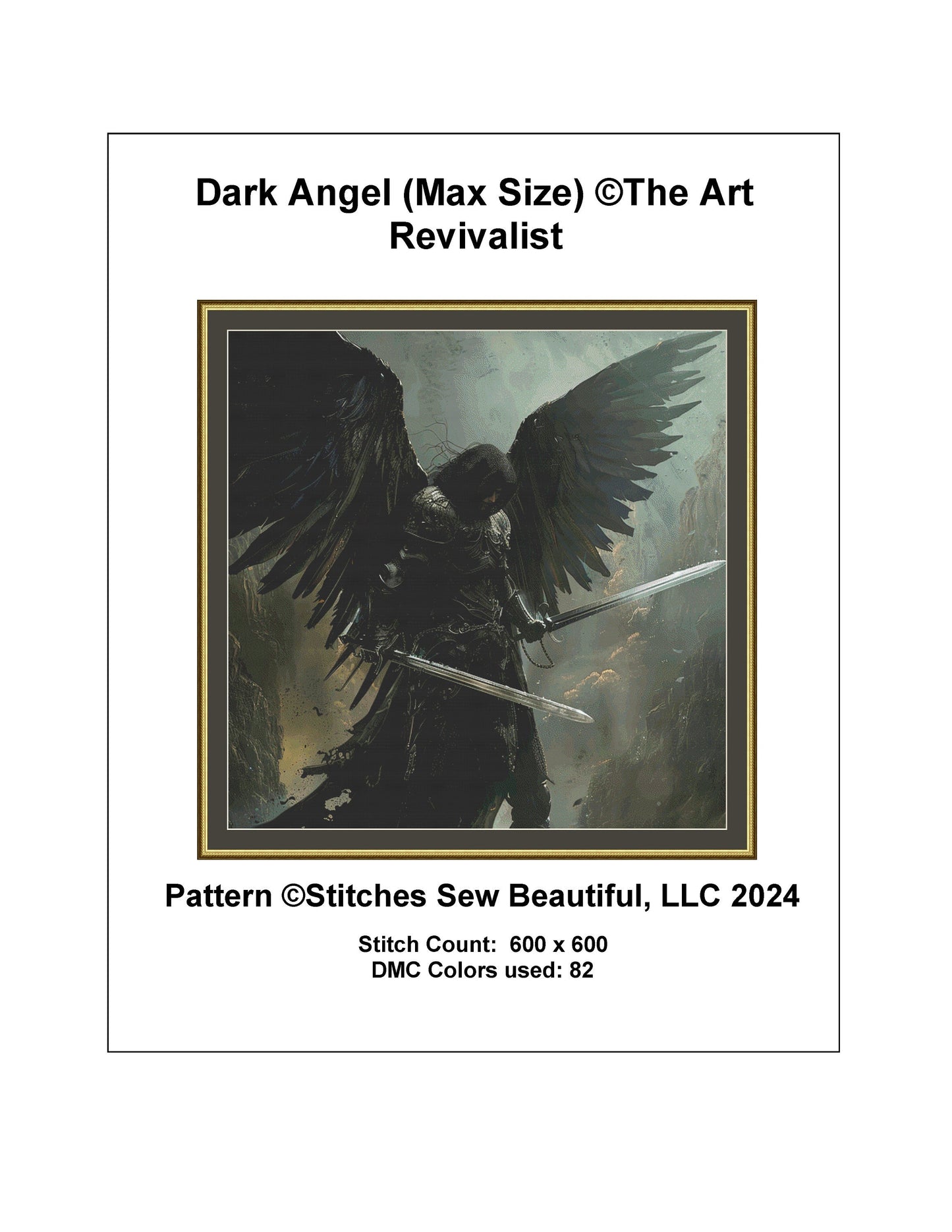 Dark Angel (Max Size) cross stitch pattern by The Art Revivalist