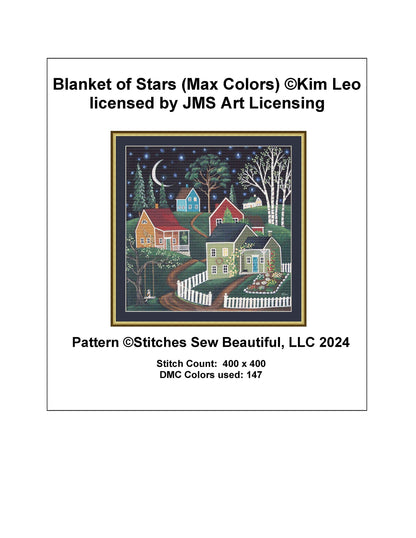 Blanket of Stars (Max Colors) cross stitch pattern by Kim Leo licensed by JMS Art Licensing