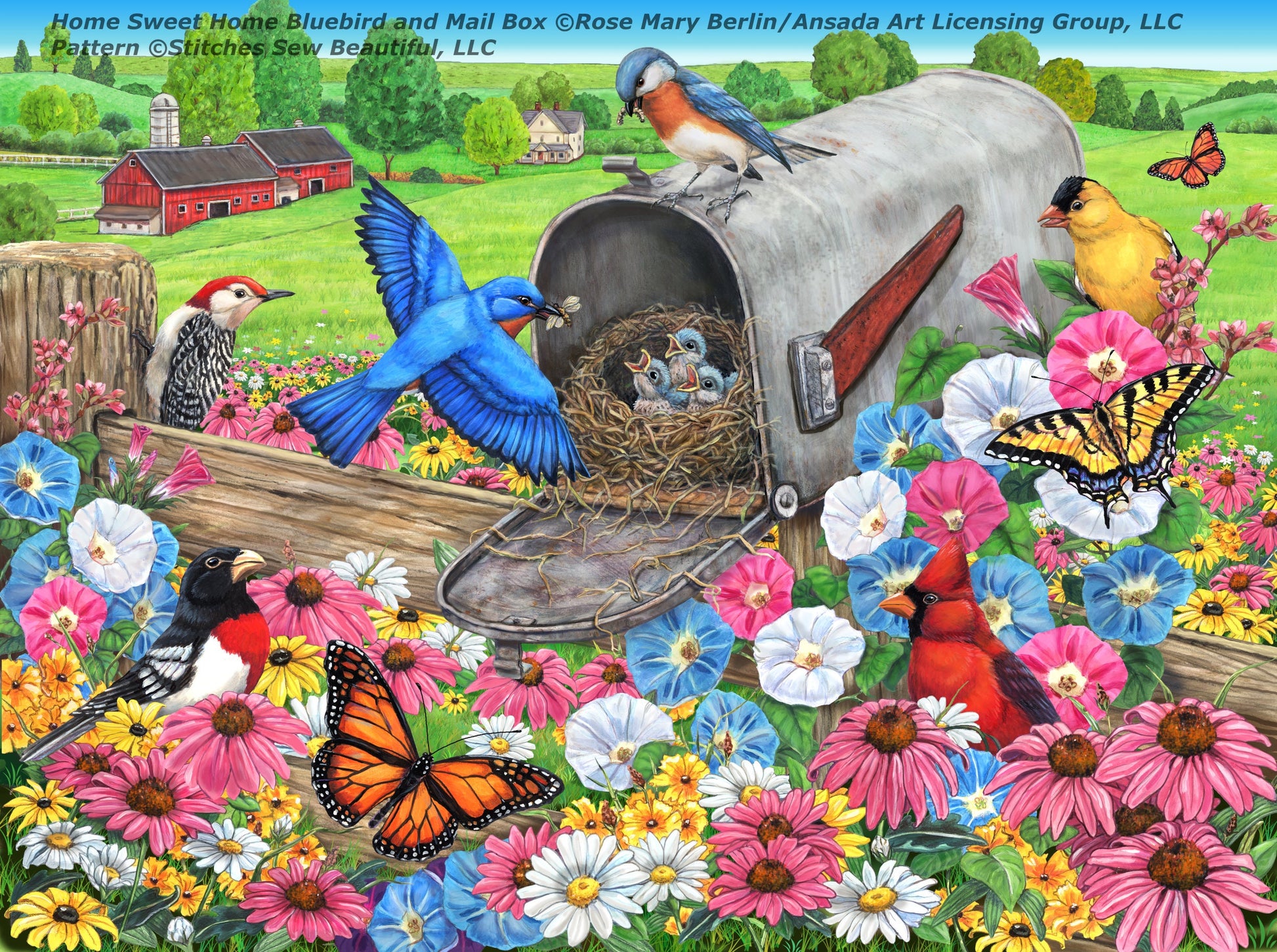 Home Sweet Home Bluebird and Mailbox (Small) cross stitch pattern by Rose Mary Berlin/Ansada Art Licensing Group, LLC