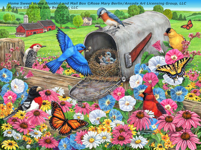 Home Sweet Home Bluebird and Mailbox (Small) cross stitch pattern by Rose Mary Berlin/Ansada Art Licensing Group, LLC