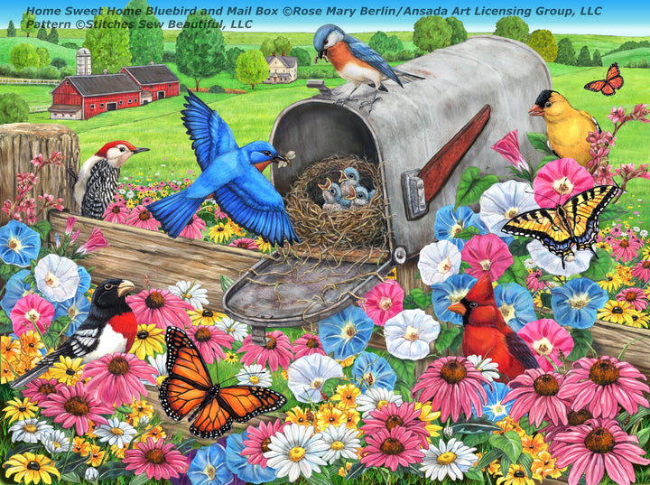 Home Sweet Home Bluebird and Mailbox (Small) cross stitch pattern by Rose Mary Berlin/Ansada Art Licensing Group, LLC