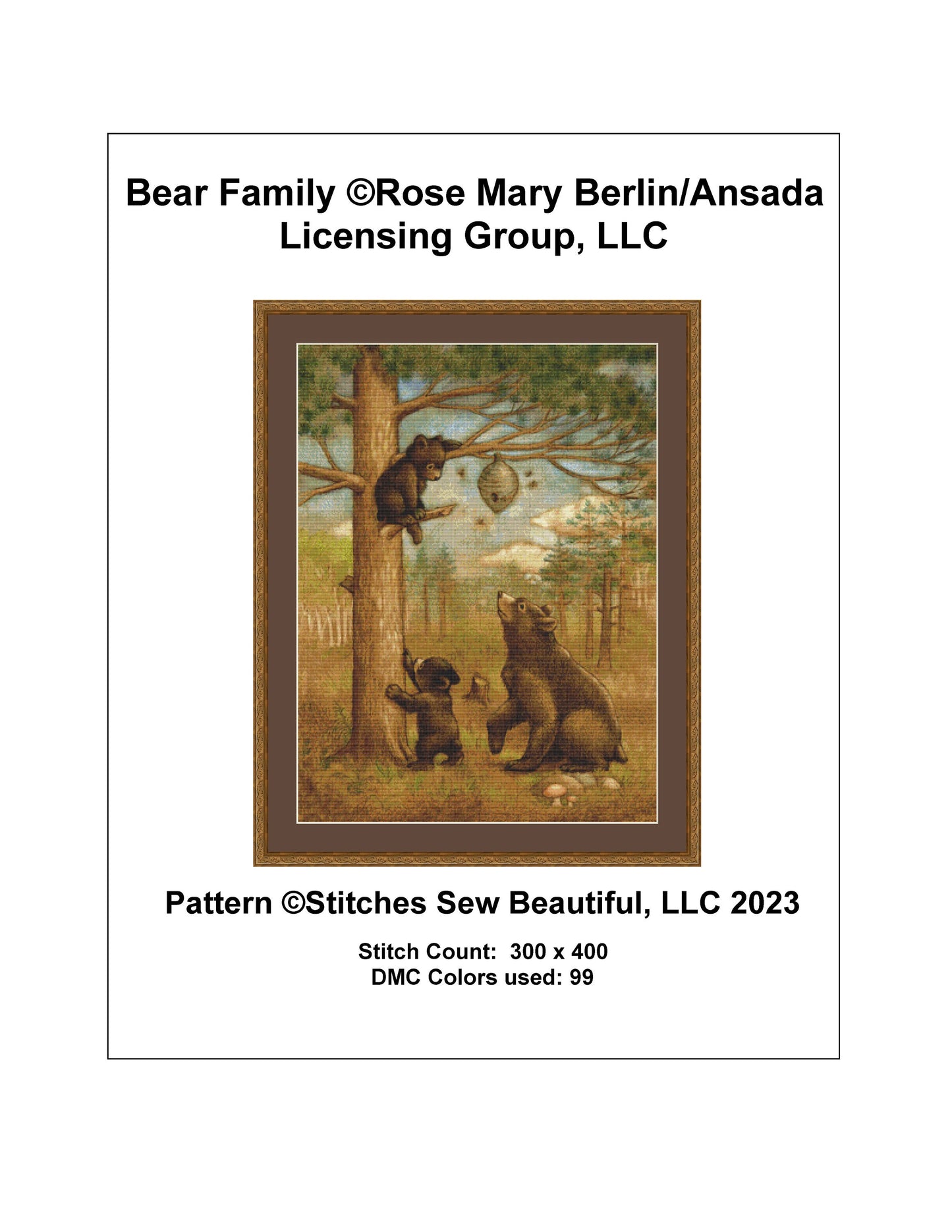 Bear Family cross stitch pattern by Rose Mary Berlin/Ansada Licensing Group, LLC