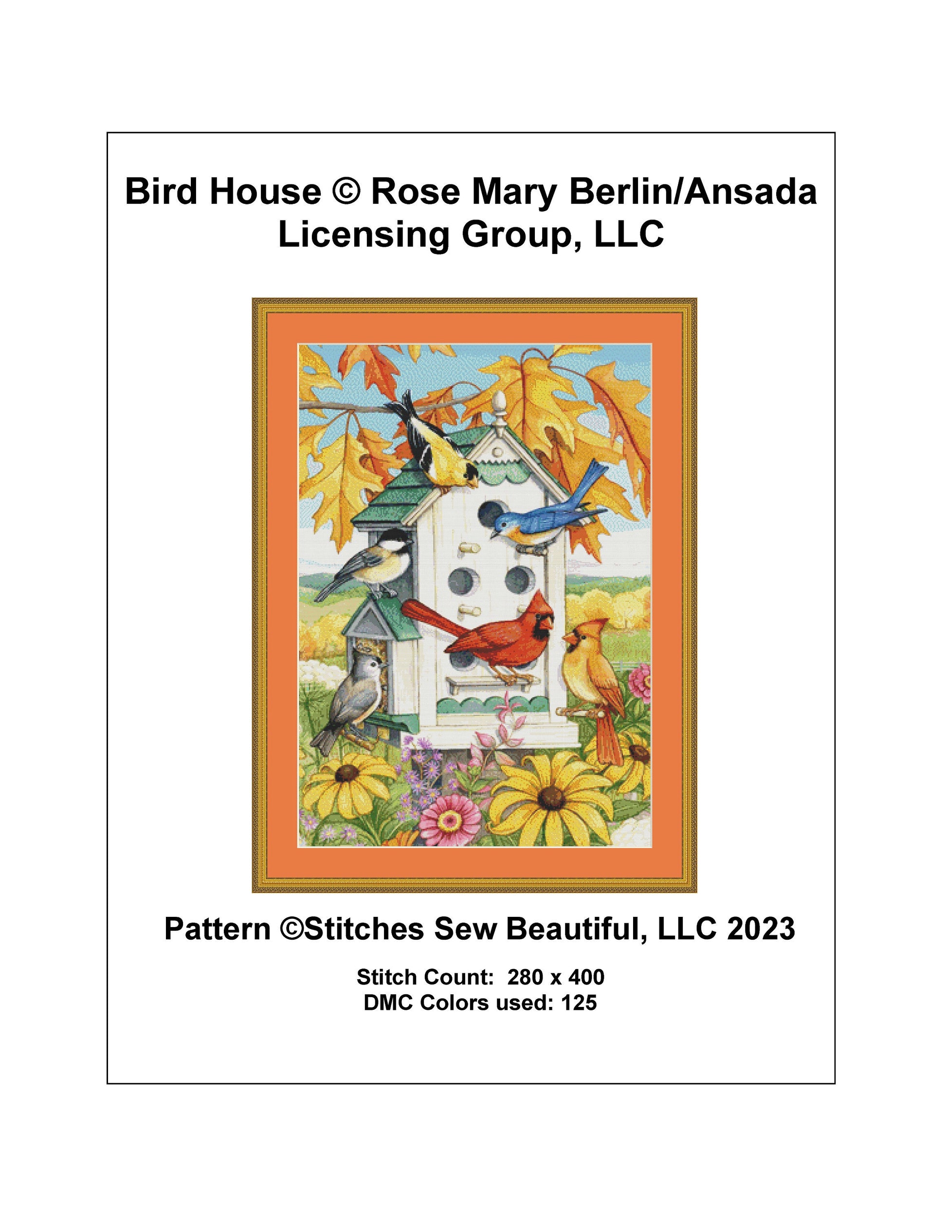 Bird House cross stitch pattern by Rose Mary Berlin/Ansada Art Licensing Group, LLC