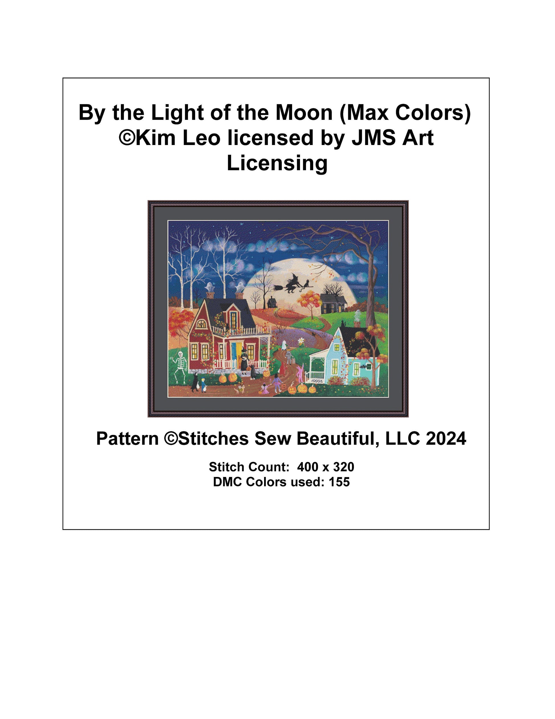 By the Light of the Moon (Max Colors) cross stitch pattern by Kim Leo licensed by JMS Art Licensing