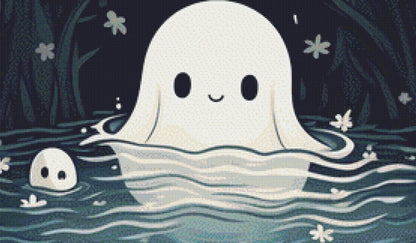Cute Ghost in a Pond (Max Size) cross stitch pattern by Serr.Kai A Quill & Ink