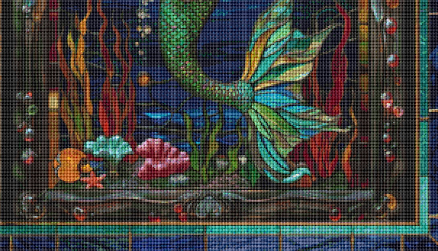 Stained Glass Mermaid 1 cross stitch pattern by IvyCottageHome