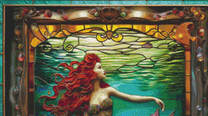 Stained Glass Mermaid 1 cross stitch pattern by IvyCottageHome