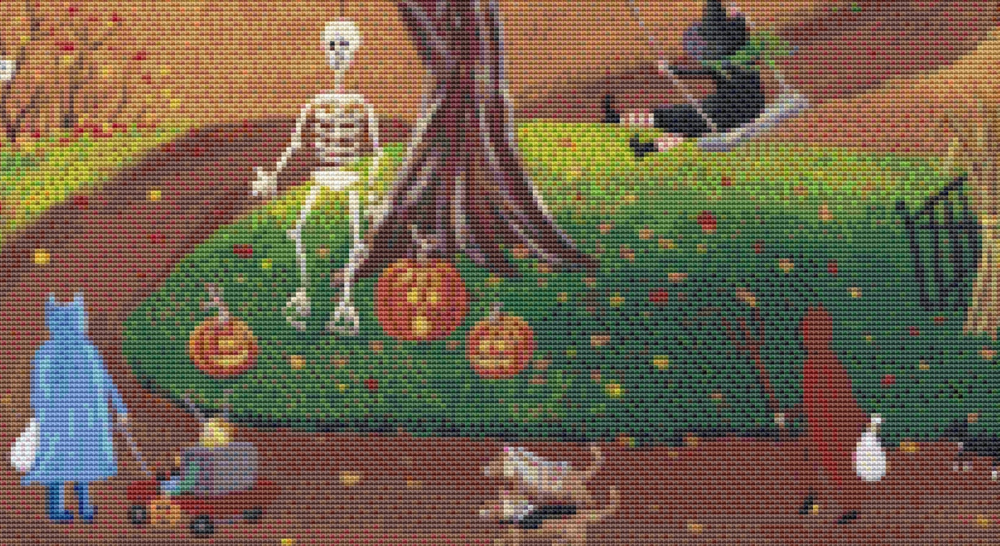 Happy Hauntings (Max Colors) cross stitch pattern by Kim Leo licensed by JMS Art Licensing