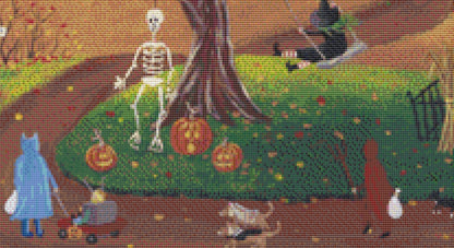 Happy Hauntings (Max Colors) cross stitch pattern by Kim Leo licensed by JMS Art Licensing