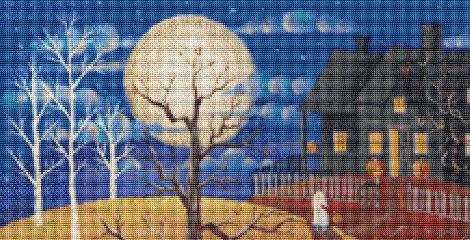 Happy Hauntings (Small) cross stitch pattern by Kim Leo licensed by JMS Art Licensing