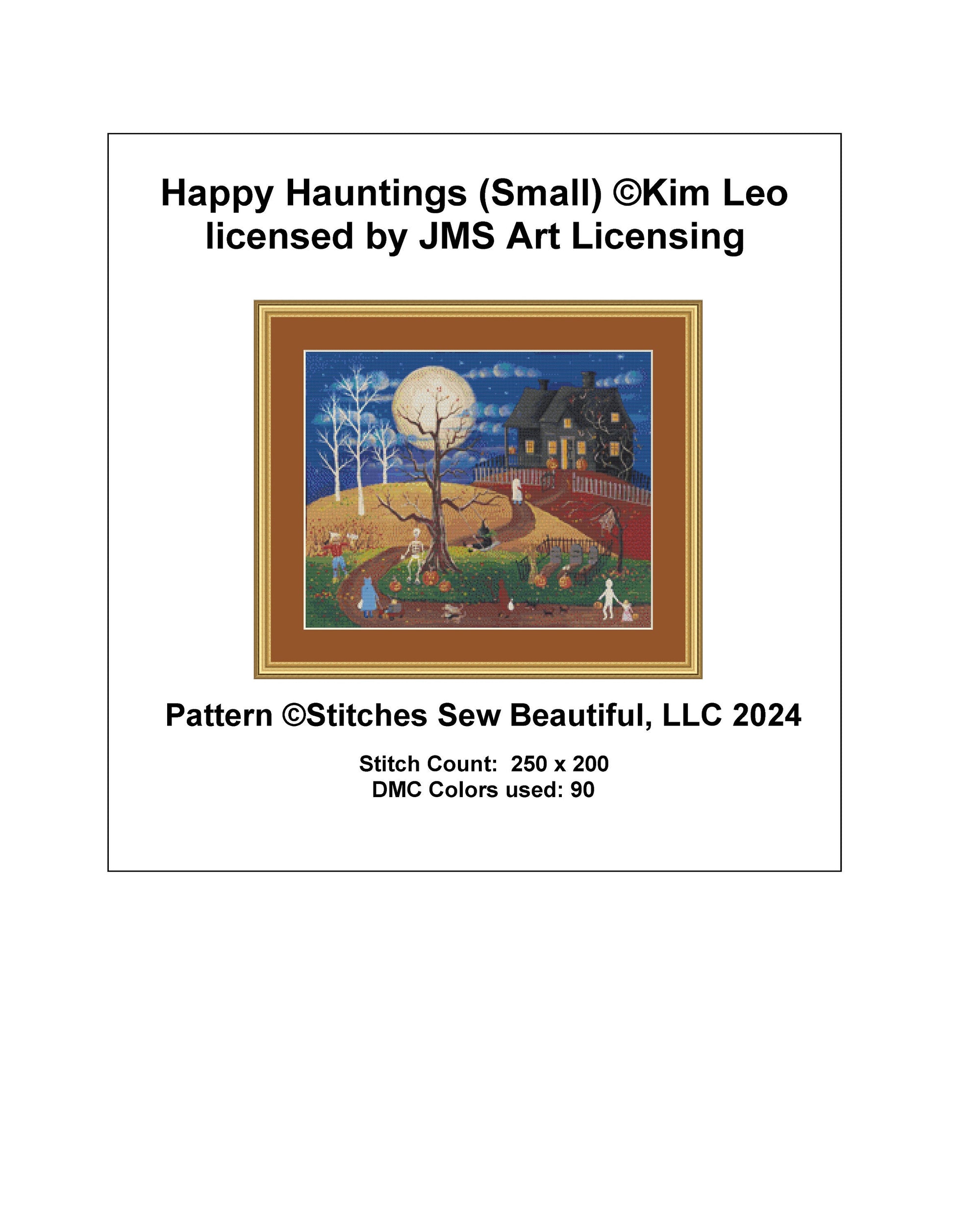 Happy Hauntings (Small) cross stitch pattern by Kim Leo licensed by JMS Art Licensing