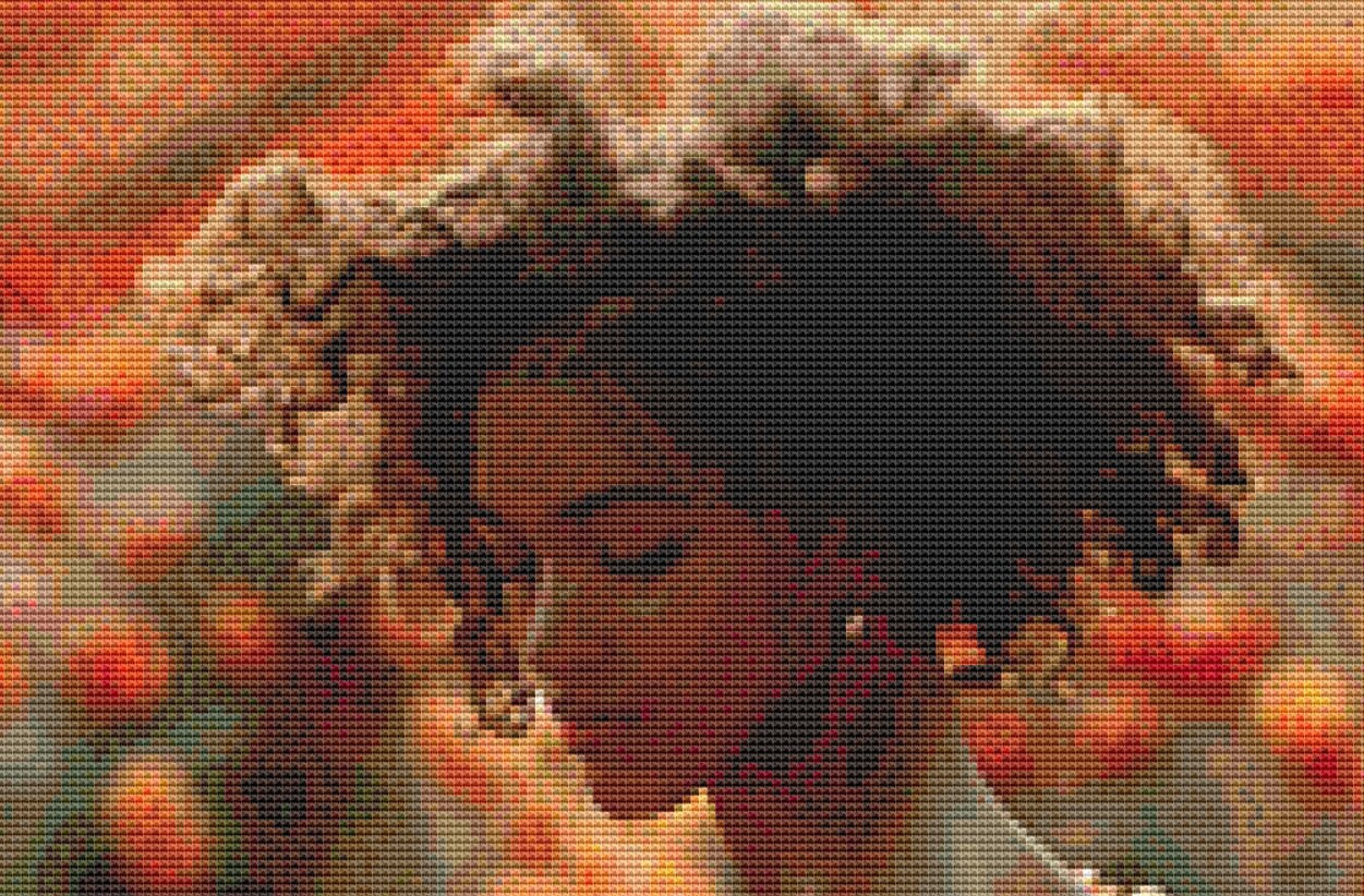 Woman in a Field of Flowers 8 cross stitch pattern by Eder Jose Rosa (Digital Format)