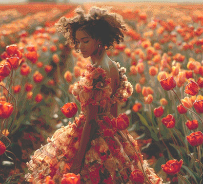 Woman in a Field of Flowers 8 cross stitch pattern by Eder Jose Rosa (Digital Format)