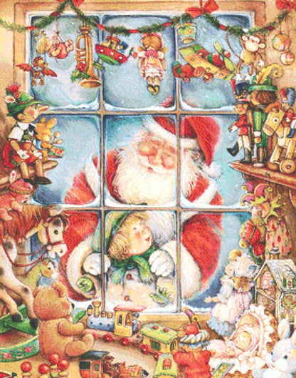 Window Shopping With Santa (Max Colors) cross stitch pattern by Lisi Martin/AB Pictura, Karlstad, Sweden