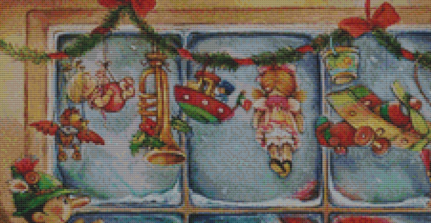 Window Shopping With Santa (Max Colors) cross stitch pattern by Lisi Martin/AB Pictura, Karlstad, Sweden