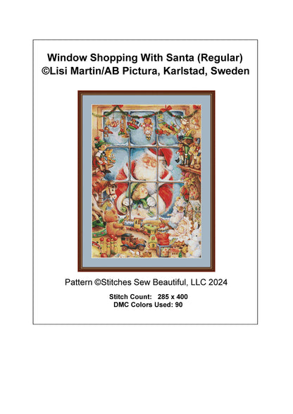 Window Shopping With Santa cross stitch pattern by Lisi Martin/AB Pictura, Karlstad, Sweden
