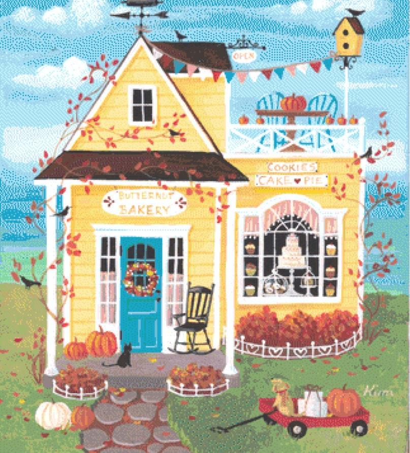 Butternut Bakery cross stitch pattern by Kim Leo licensed by JMS Art Licensing