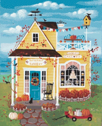 Butternut Bakery cross stitch pattern by Kim Leo licensed by JMS Art Licensing
