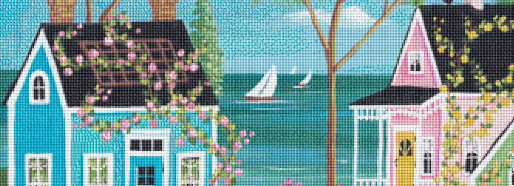 Everythings coming up Roses cross stitch pattern by Kim Leo licensed by JMS Art Licensing