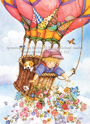 Spreading Joy cross stitch pattern by Lisi Martin/AB Pictura, Karlstad, Sweden