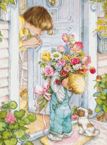 Mothers Day Surprise (Max Colors) cross stitch pattern by Lisi Martin/AB Pictura, Karlstad, Sweden