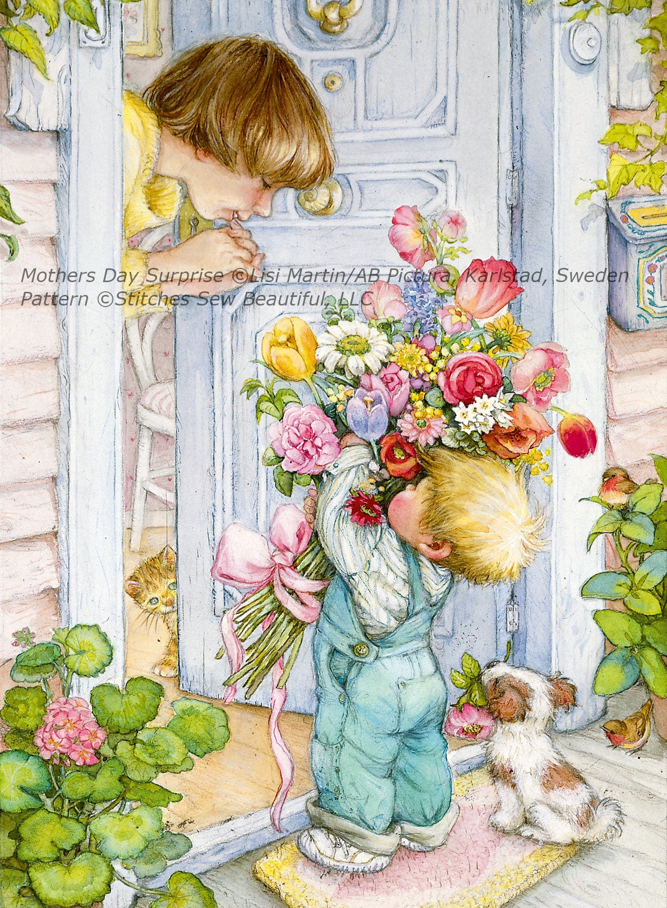 Mothers Day Surprise (Max Colors) cross stitch pattern by Lisi Martin/AB Pictura, Karlstad, Sweden