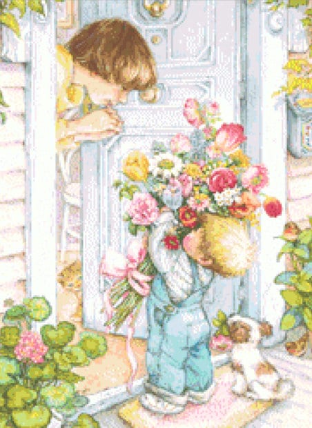 Mothers Day Surprise (Small) cross stitch pattern by Lisi Martin/AB Pictura, Karlstad, Sweden