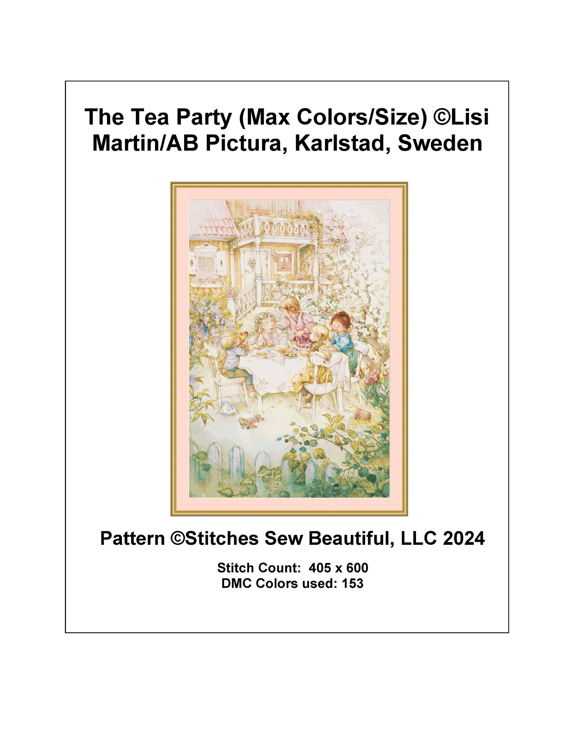 The Tea Party (Max Colors/Size) cross stitch pattern by Lisi Martin/AB Pictura, Karlstad, Sweden