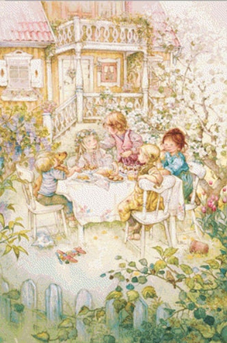 The Tea Party cross stitch pattern by Lisi Martin/AB Pictura, Karlstad, Sweden