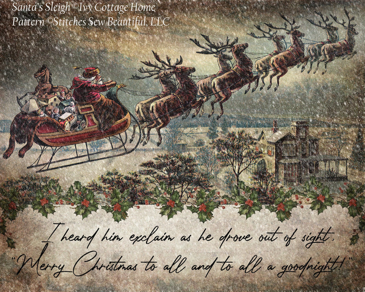 Santas Sleigh (Max Size/Max Colors) cross stitch pattern by Ivy Cottage Home