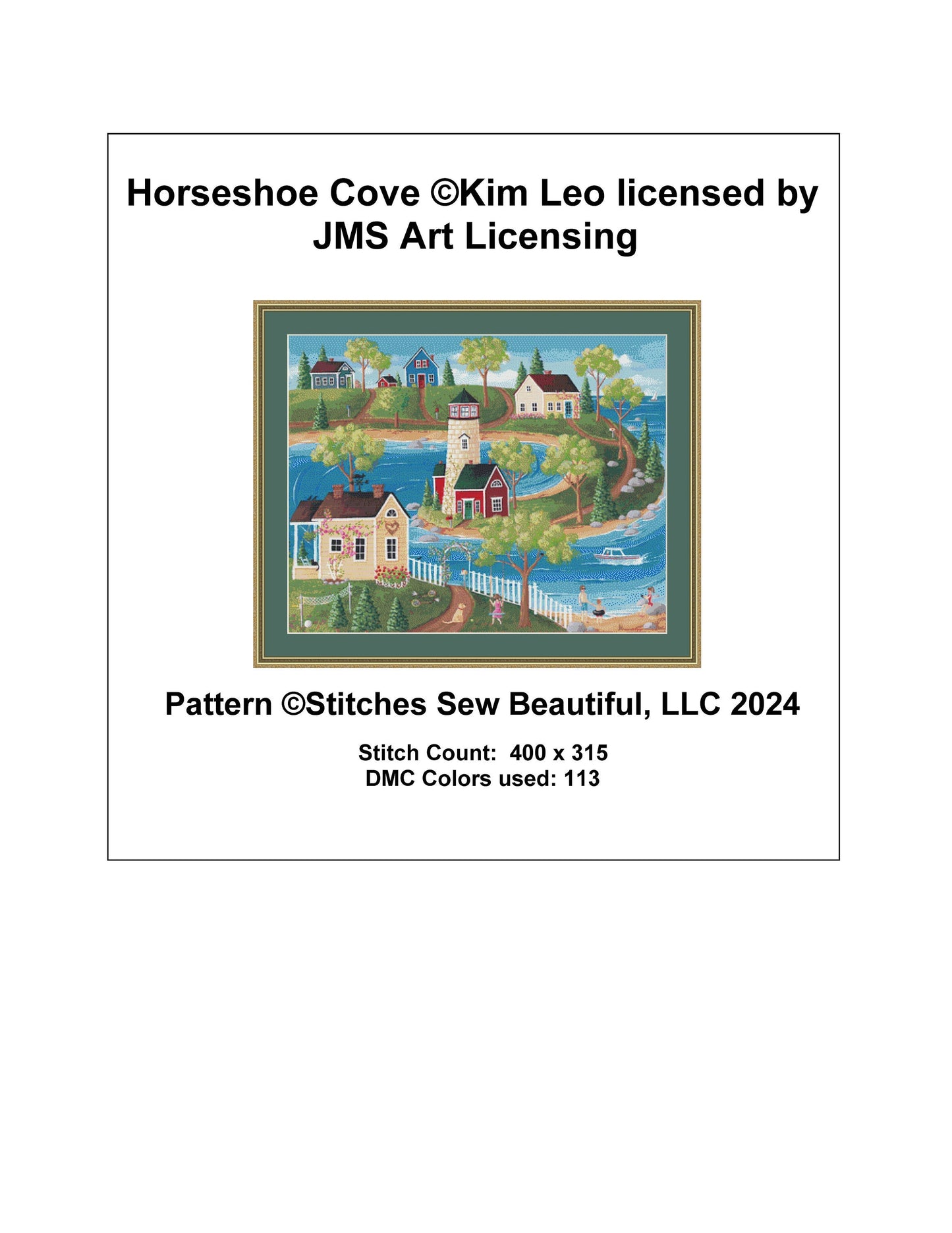 Horseshoe Cove cross stitch pattern by Kim Leo licensed by JMS Art Licensing