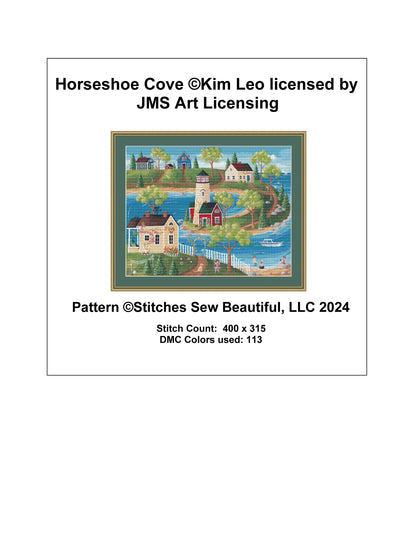 Horseshoe Cove cross stitch pattern by Kim Leo licensed by JMS Art Licensing
