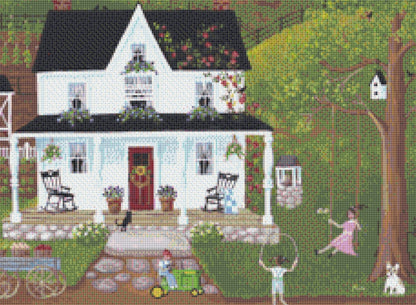 Summer at the Farm cross stitch pattern by Kim Leo licensed by JMS Art Licensing