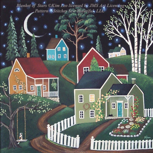 Blanket of Stars cross stitch pattern by Kim Leo licensed by JMS Art Licensing