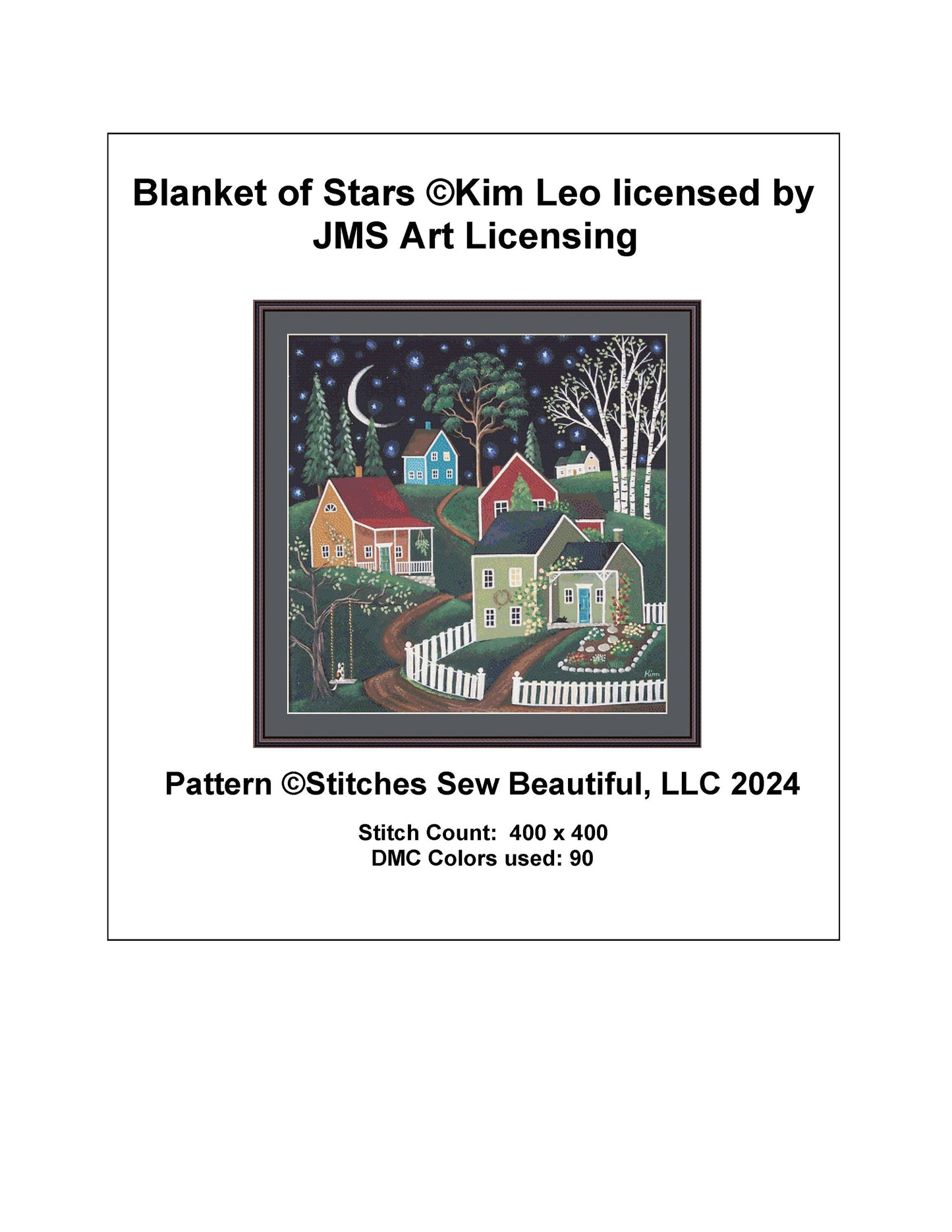 Blanket of Stars cross stitch pattern by Kim Leo licensed by JMS Art Licensing