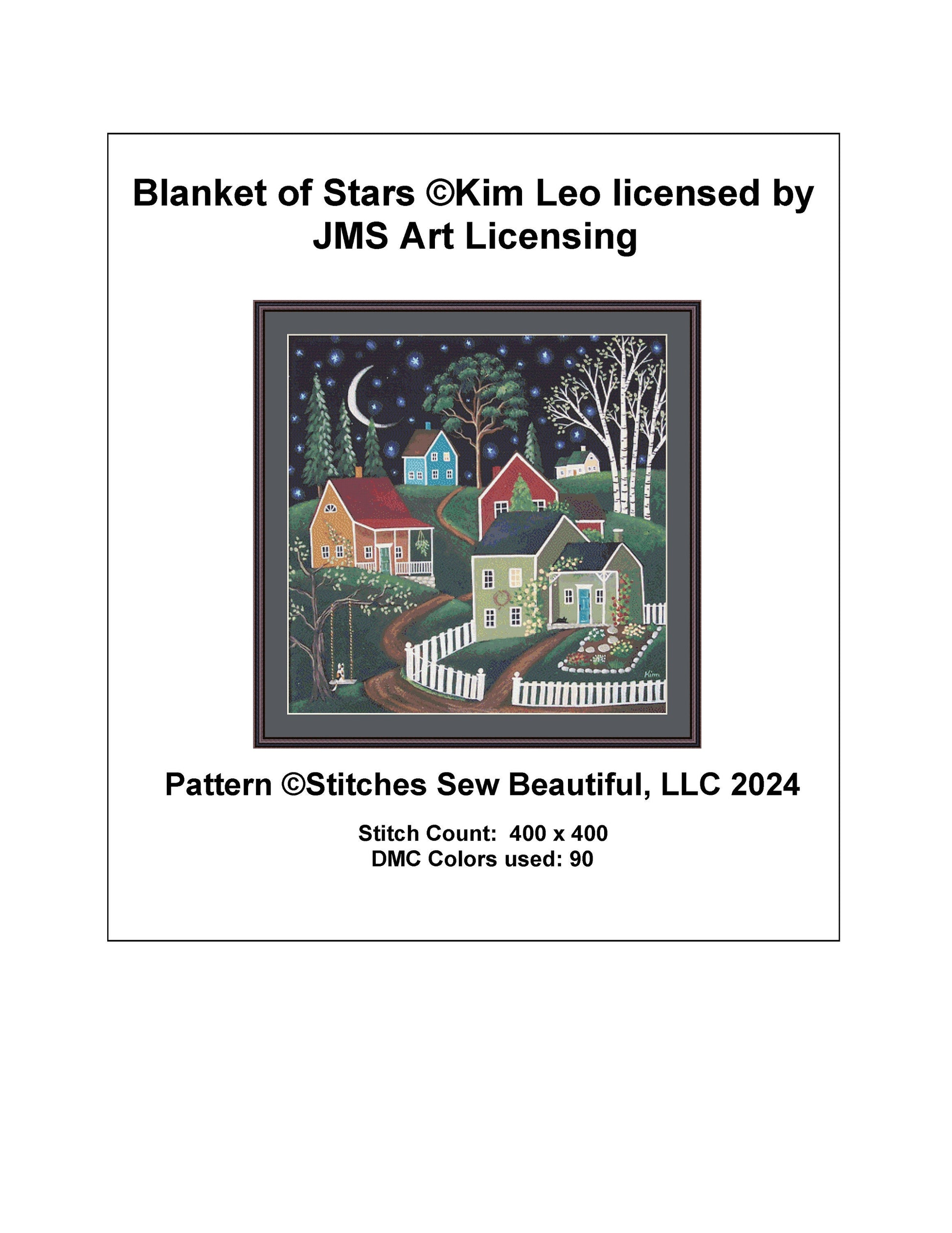Blanket of Stars cross stitch pattern by Kim Leo licensed by JMS Art Licensing
