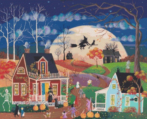 By the Light of the Moon cross stitch pattern by Kim Leo licensed by JMS Art Licensing